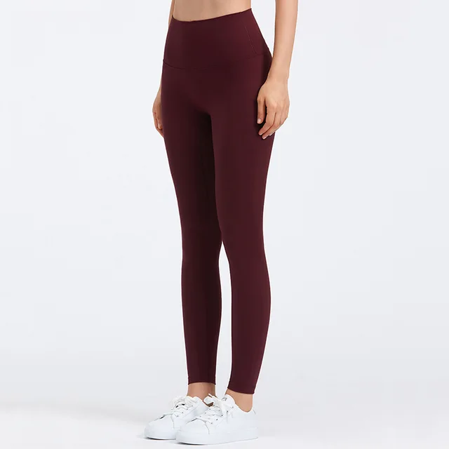 Lulu Quality Leggings Sport Women Fintess Tight High Waist Yoga Pant Butter Soft Gym Clothe 100%squat Proof Compression Athletic Red wine