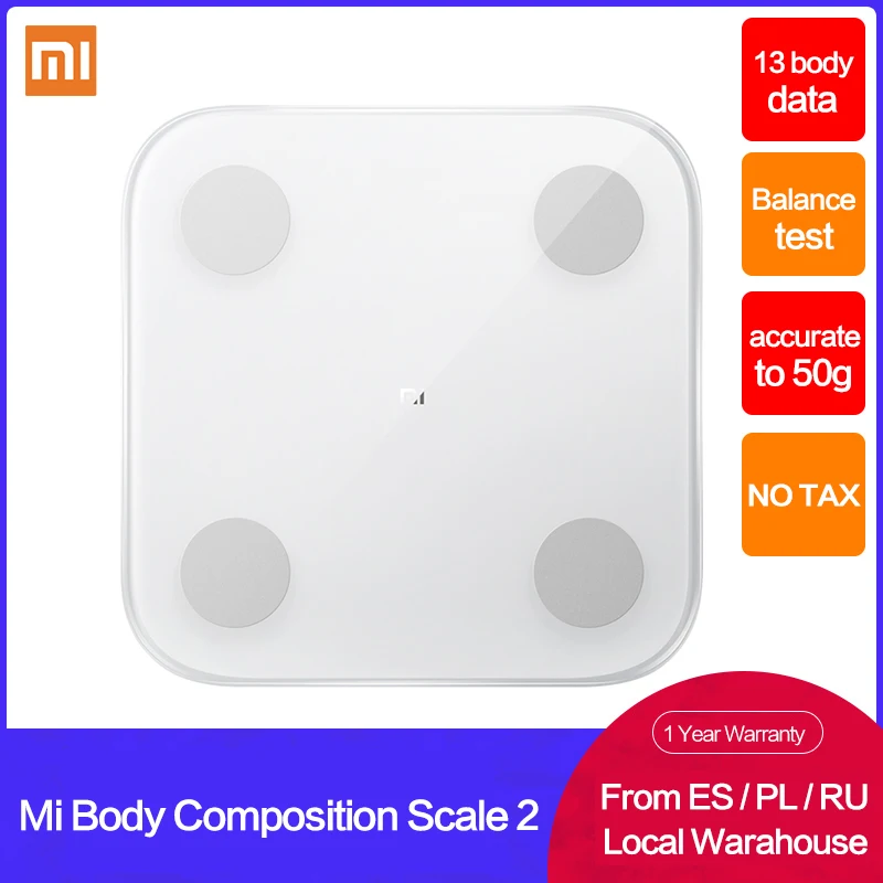 Умные весы Xiaomi Mijia Mi 2 для определения массы жира цифровые электронные с ЖК