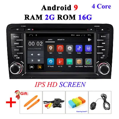 8 CORE 4G 64G 2 Din Android 9 автомобильный dvd мультимедийный плеер gps аудио для Audi/A3/S3 2002-2013 автомобильный Радио руль obd2 DSP DVR - Цвет: 2G 16G IPS