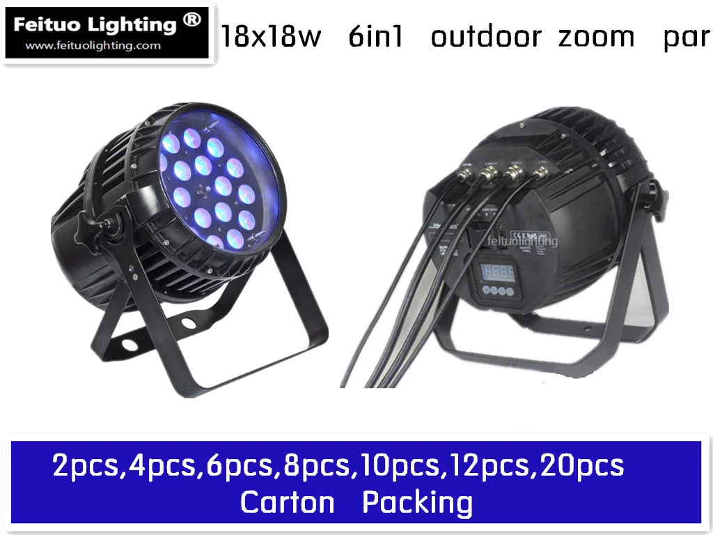 Наружный водонепроницаемый Led Par 64 светильник 18X18w rgbwa uv zoom beam 6 в 1 DMX 512 IP65 led par Can 10 60