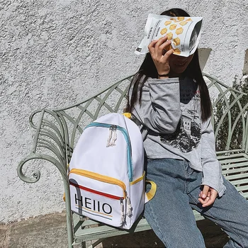 

2020 Canvas Lettered New Style Student Bag Fashion Lettered Backpack bookbag canvas backpack bag pack