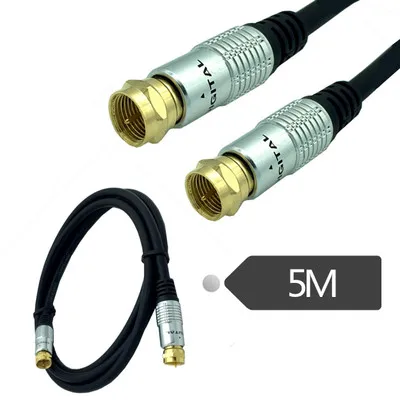 

TV Aerial Coaxial Patch Cable with F-Male Connector for Satellite TV, Cable Modem, Set-top Box Gold plated 5m