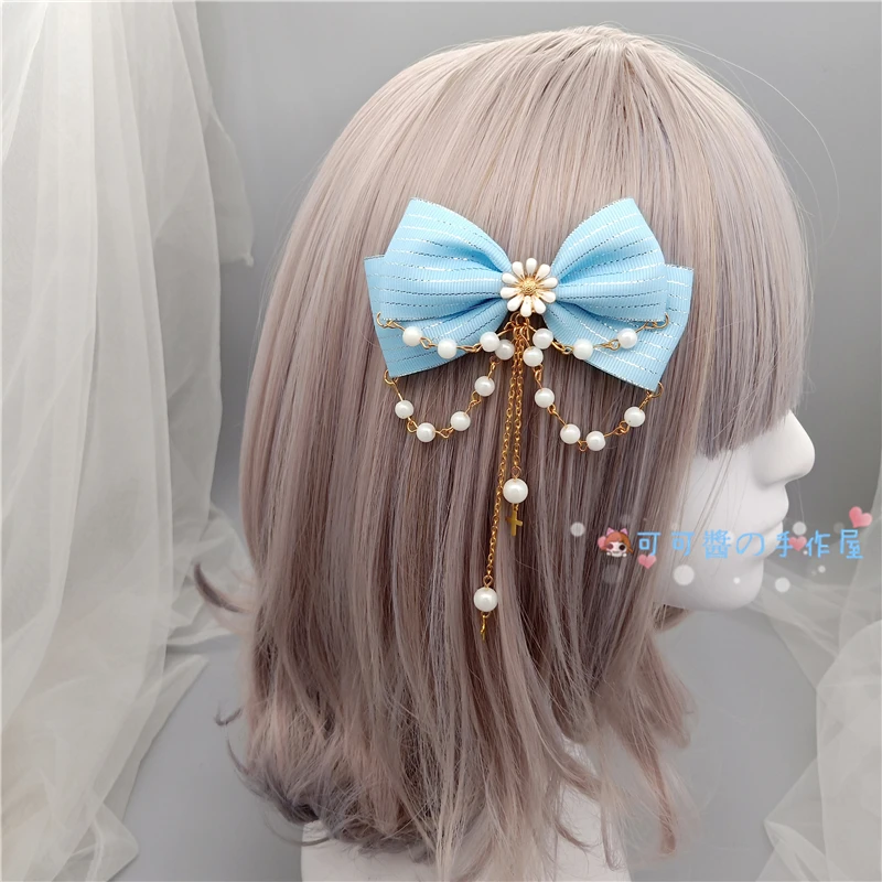 Side clip Лолита лук ободок для головы головной убор lo Niang великолепные элегантные волосы клип боковой зажим для женщин винно-красный Многоцветный - Цвет: Side clip
