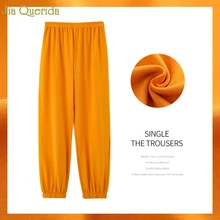 Candy Color Bottoms Cotton Pajama Pants Women Minimalist Style Ankle-tied Elastic Waist Bottoms Orange Sleep Bottom Homewear New