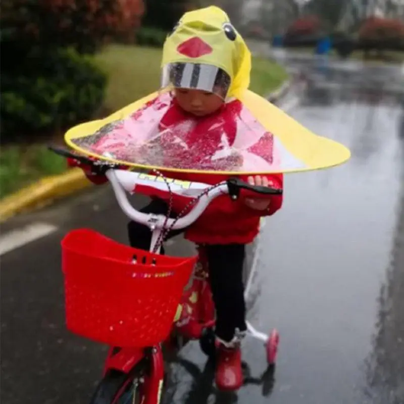 Creative Rain Ponchos Children's Raincoat Transparent UFO Children Umbrella Hat Hands Cover Funny Baby Duck Rain Coat Outdoor (8)
