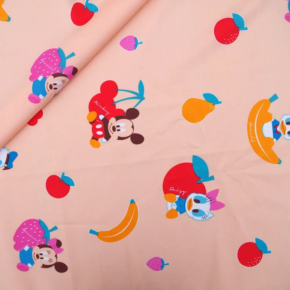 160cmx50cm Cotton Twill Fabric for bedding cloth shirt Skirt - Mouse duck and fruit on Light Salmon | Дом и сад