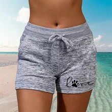

Summer Women's Shorts Love Cat Claw Printing Elastic High Waist Casual Sport Fitness Running Oversize Female Sweatpants S-5XL