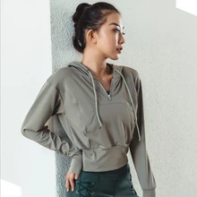 Осенняя и зимняя новая рубашка с капюшоном для йоги Повседневная куртка для уличного бега спорта женский топ для фитнеса deportivo mujer Спортивная худи