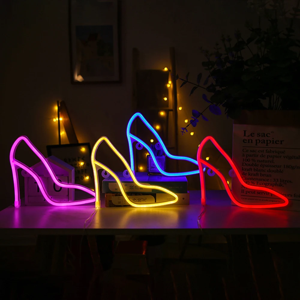 High Heel Neon Lights Modeling Lights Creative Pendant Red Symbol Logo Night Lamp Wall Art  For Christmas Party Home Decoration