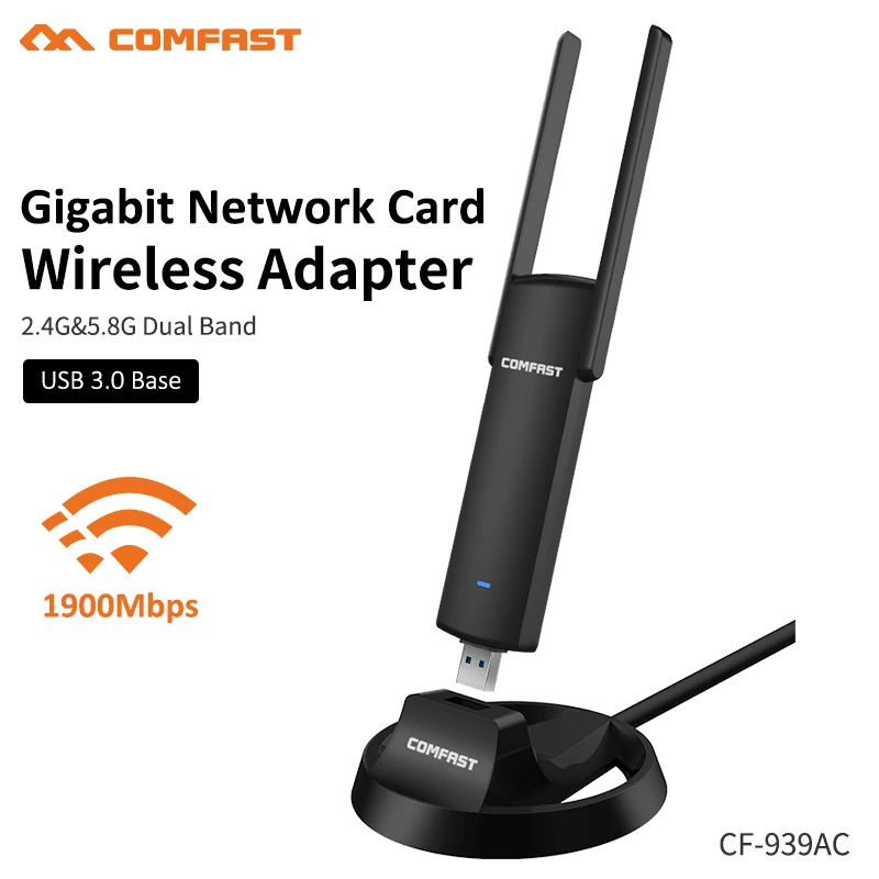 COMFAST High power 1900Mbps Dual Band wifi Dongle 2.4Ghz &amp 5.8Ghz AC Network Card USB Wifi Antenna Adapter CF-939AC | Компьютеры и