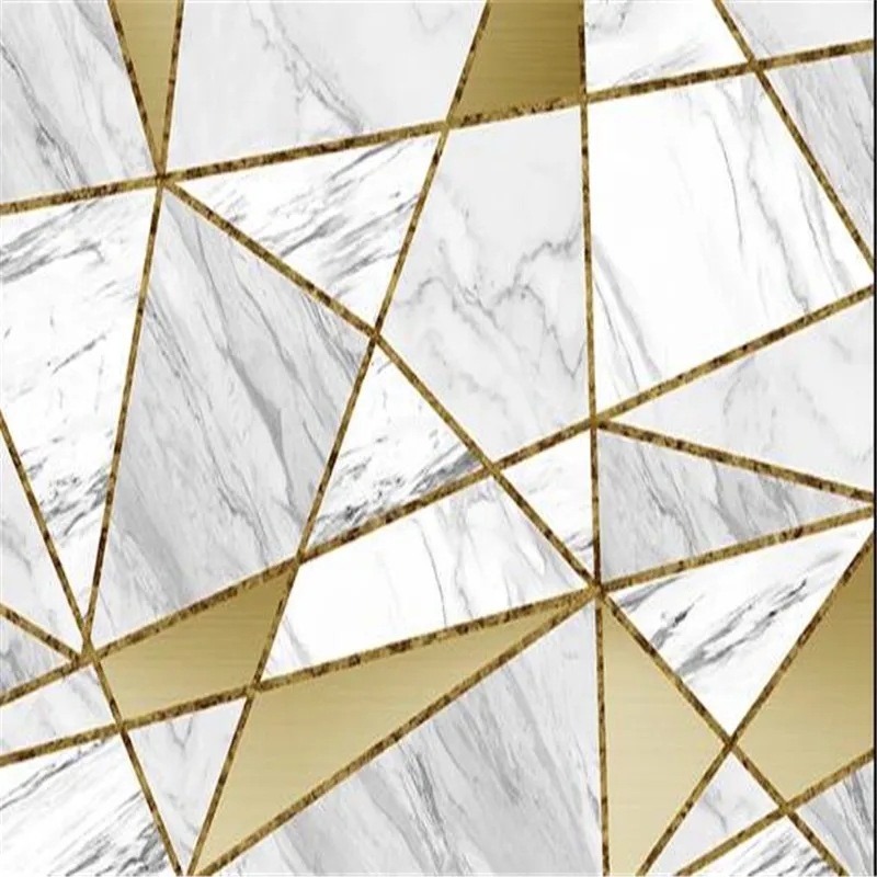 Large 3D wallpaper mural custom light luxury geometric marble jazz white living room TV background wallpaper mural