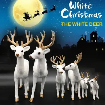 

Simulation White Deer Xmas White Elk Christmas White Reindeer Standing Shop Display Window Simulated Office 2 Size