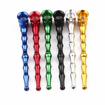 

New 128mm Straight Rod Round Smoke Pot Bamboo Metal Pipe Smoking Pipe