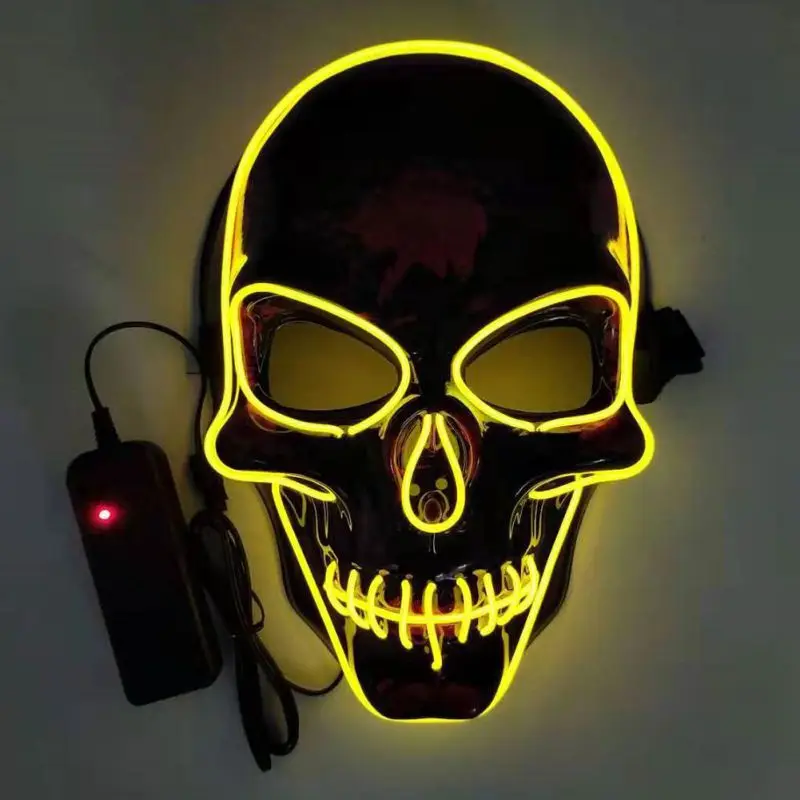 Halloween Skeleton Mask LED Illuminated Scary EL-Wire Mask Light Up Festival Cosplay Costume Supplies Party Mask Glowing Props