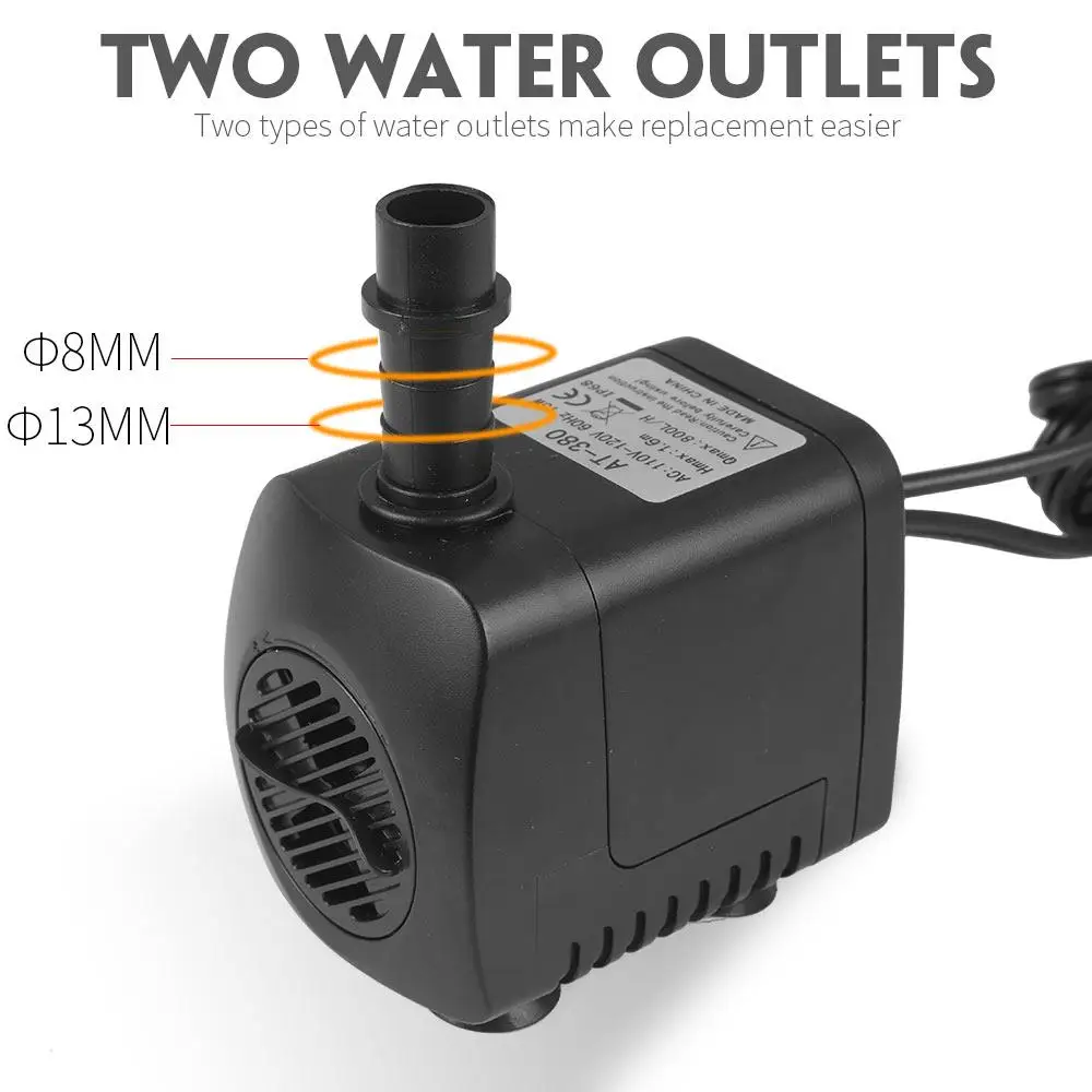 Fonte de Água Submersível Elétrico Fonte Bomba Moda Colorido Oxigênio 220gph 2 Bocais Piscina 15 w 8 Submersível elétrico 15 w fonte bomba submersível