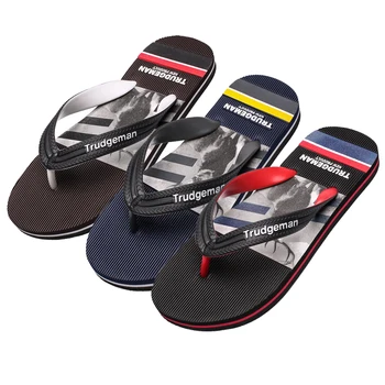 

Men's flip-flops, light sandals, plus size men's flip-flops, printed beach slippers, comfortable flat, non-slip outdoor shoes
