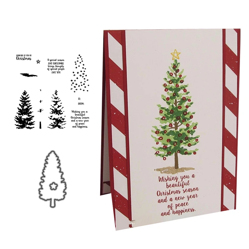 

Metal Cutting Dies and Rubber Stamps for Scrapbooking Long Christmas Tree Craft Stencil Card Make Album Sheet Decoration Die Cut