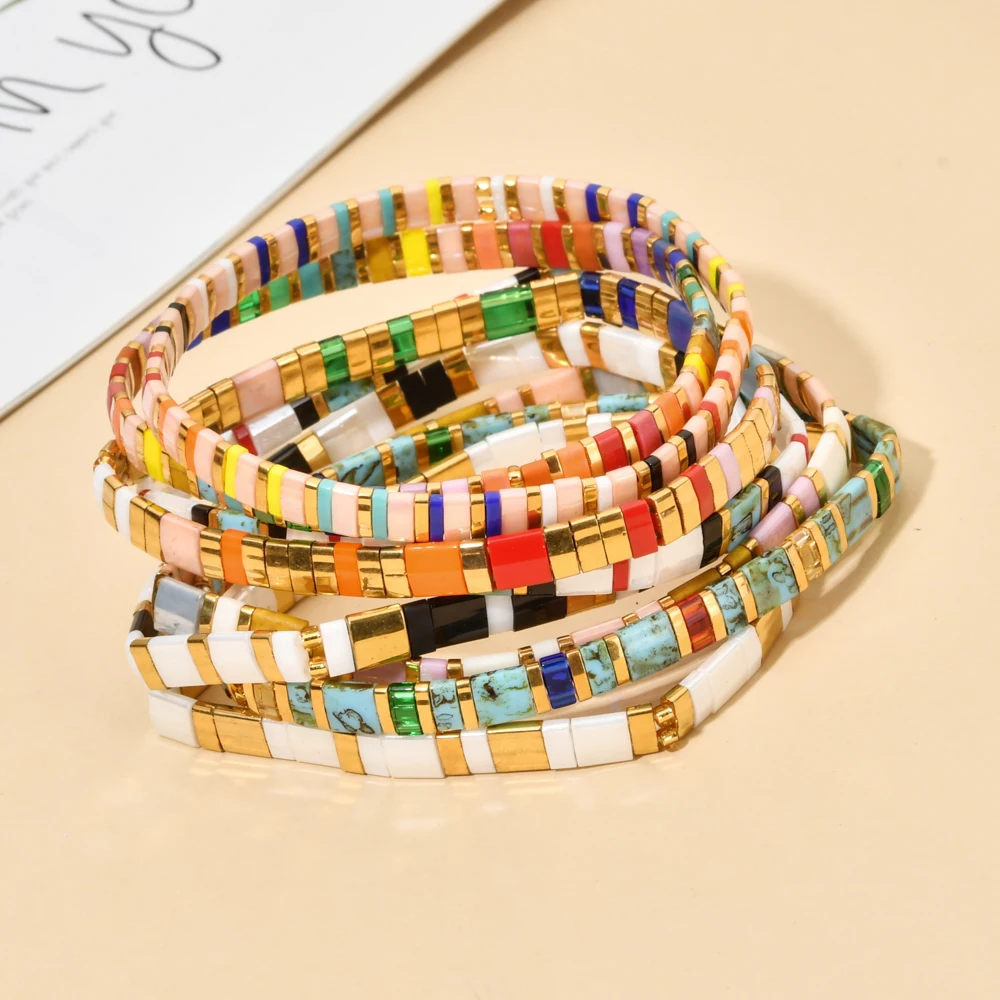 

5pcs/lots Random Sets Mixed Colorful Tila Beads Bracelets for Women Miyuki Boho Summer Pulseras Mujer More Than 1000 colors