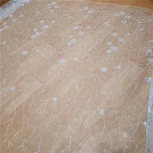 GLace 1Y/Лот Серебряный светильник, вышитый блестками кружевной ткани, плетеные ветви, ткань для свадебного платья, украшения DIY TX1522