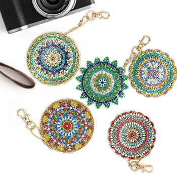 

5pcs DIY Full Drill Diamond Paintng Special Shape Mandala Pattern Key Chain