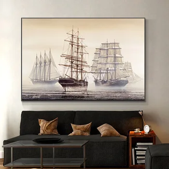 Schooner and Merchant Sailing Ships Printed on Canvas 2