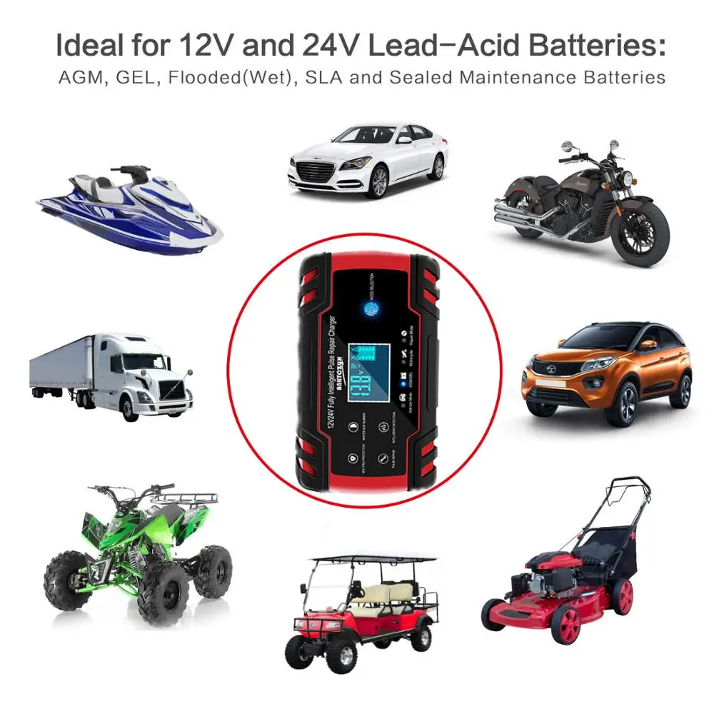 12V/8A 24V/4A импульсный ремонт Зарядное устройство с ЖК дисплей Дисплей для