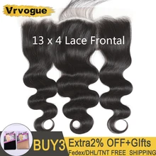 13x4 кружева фронтальные объемная волна кружева передние малазийские волосы уха до 13x4 кружева Фронтальная застежка с волосами младенца Волосы remy Vrvogue