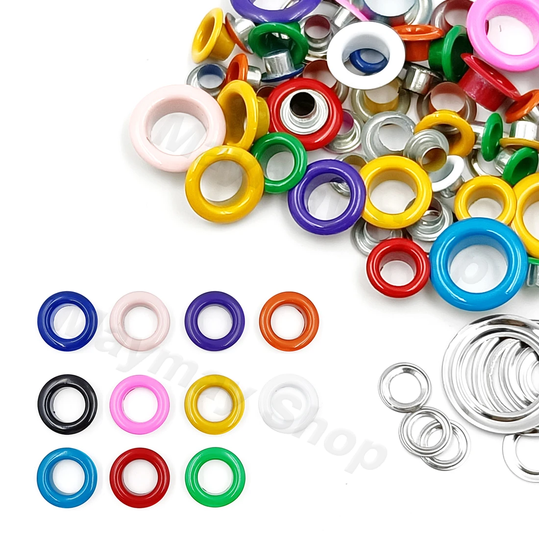 100pcs Mixed 11 Colors Hole Metal Eyelets for DIY Leathercraft Scrapbooking Shoes Belt Cap Bag Tags Clothes Accessories