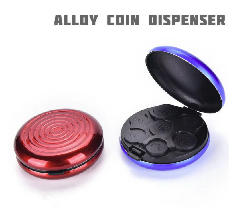 New Euro Dollar Alloy Coin Dispenser Mini Alloy Coin Dispenser Storage Eco-friendly Storage Box HOT