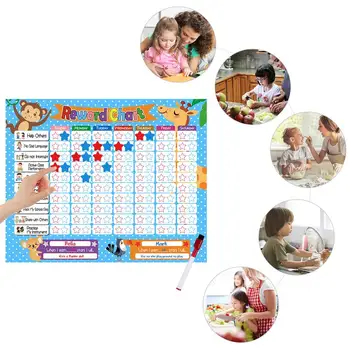 

1 Set Magnetic Reward Chart Customizable Educating Flexible Routine Calendar Chore Chart Star Reward Set for Teens