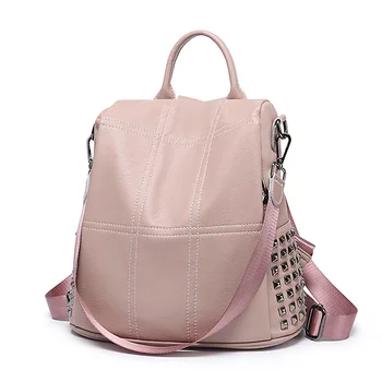 

new European and American fashion trend backpack multifunctional rivet multifunctional personality anti-theft female backpack
