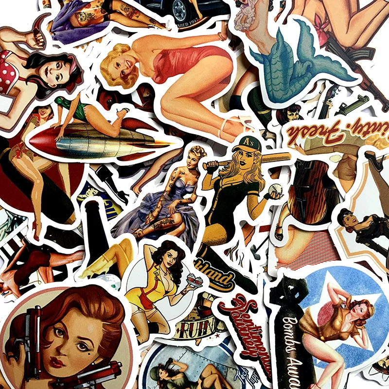 10/30/49pcs Retro Poster Mädchen Aufkleber für Koffer Skateboard Laptop Gepäck Kühlschrank Telefon Auto Styling DIY Aufkleber Aufkleber – Detail 5
