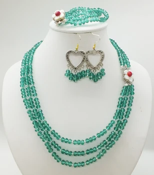 

3 rows 6mm crystal necklace Chain Floral Buttons Women Girl Banquet 18-20" Fashion Charming necklace bracelet. Earrings set