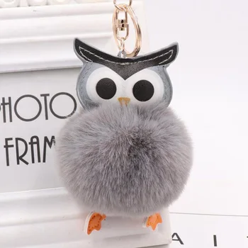 

30pcs Plush Owl Dolls Keychains Cute Animals Pendant Key Ring with PU Head For Girls Bag Decorations