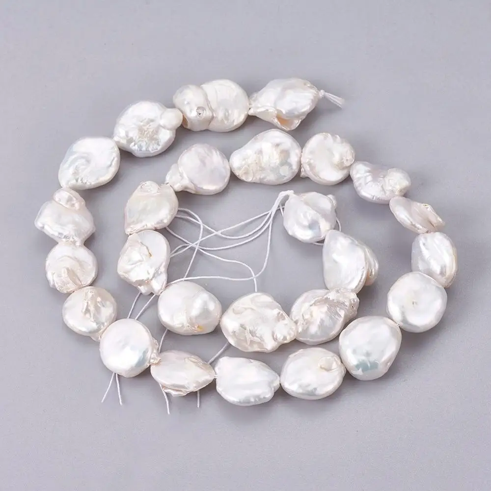 

Natural Keshi Pearl Bead Strands, Flat Round, AntiqueWhite, 12~13x4~7mm, Hole: 0.8mm; about 27pcs/strand, 14.96"