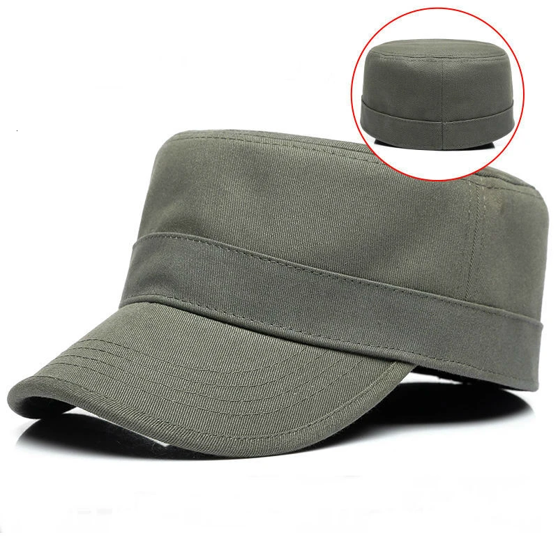 Back full closed hard top military cap adult cotton fitted baseball hat big head man plus size flat army caps 56cm 58cm 60cm baseball cap flat cap cap hat