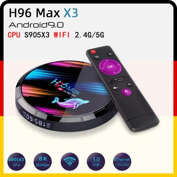 

H96 Max X3 Android 9.0 tv box S905 X3 2.4G/5G WiFi Bluetooth 4.0 4GB+128GB USB3.0 1080P H.265 support smart tv set top box