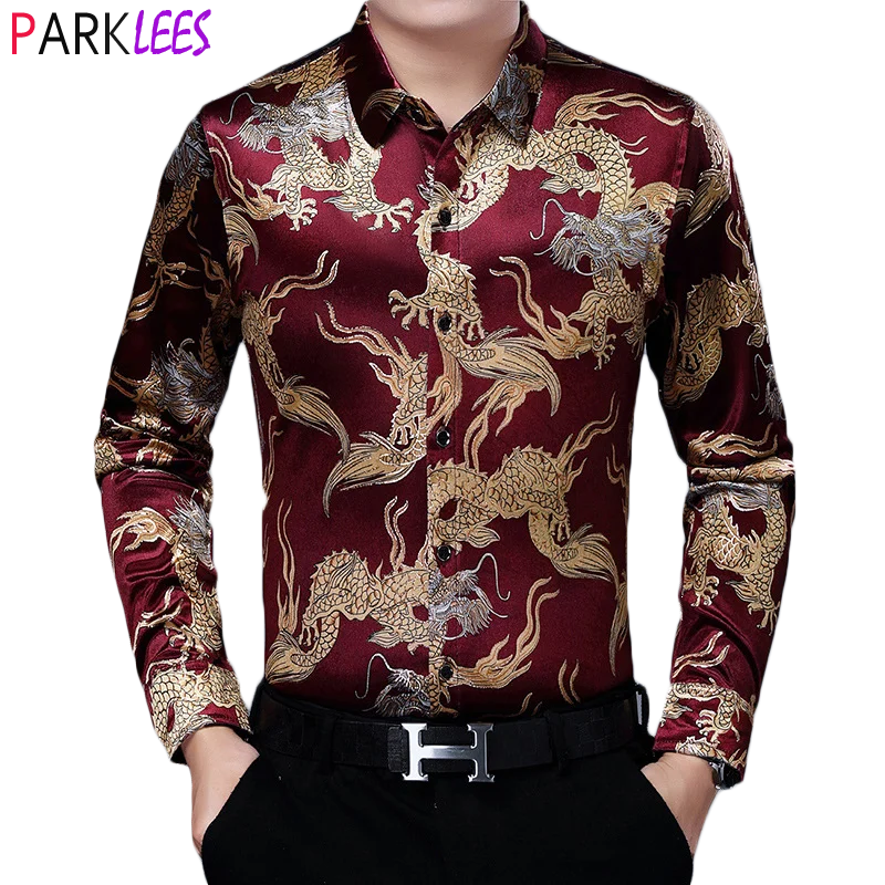 Red Shirt Men 2021 Autumn New Print 