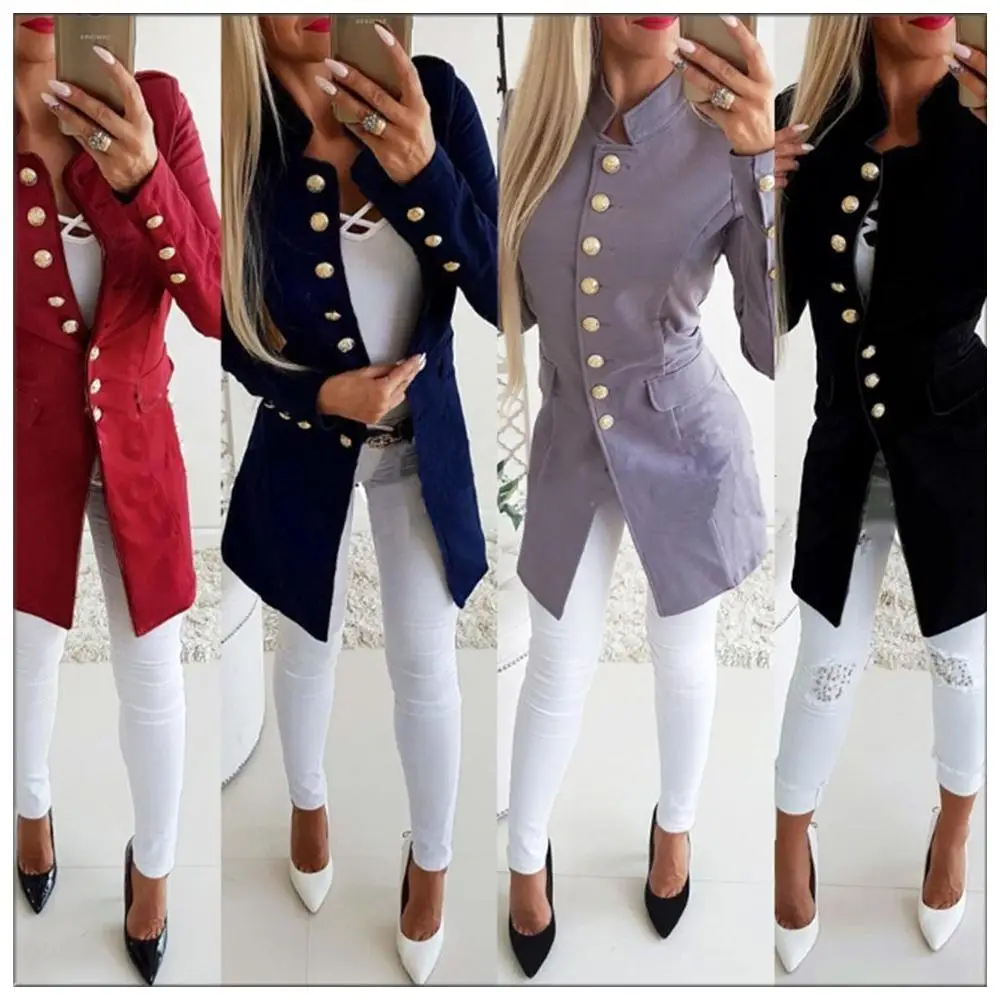 Mujer PRIMAVERA/otoño Slim Smart Casual manga larga Oficina Vintage gótico talla grande señoras chaqueta otoño Abrigos Mujer|chaquetas básicas| - AliExpress