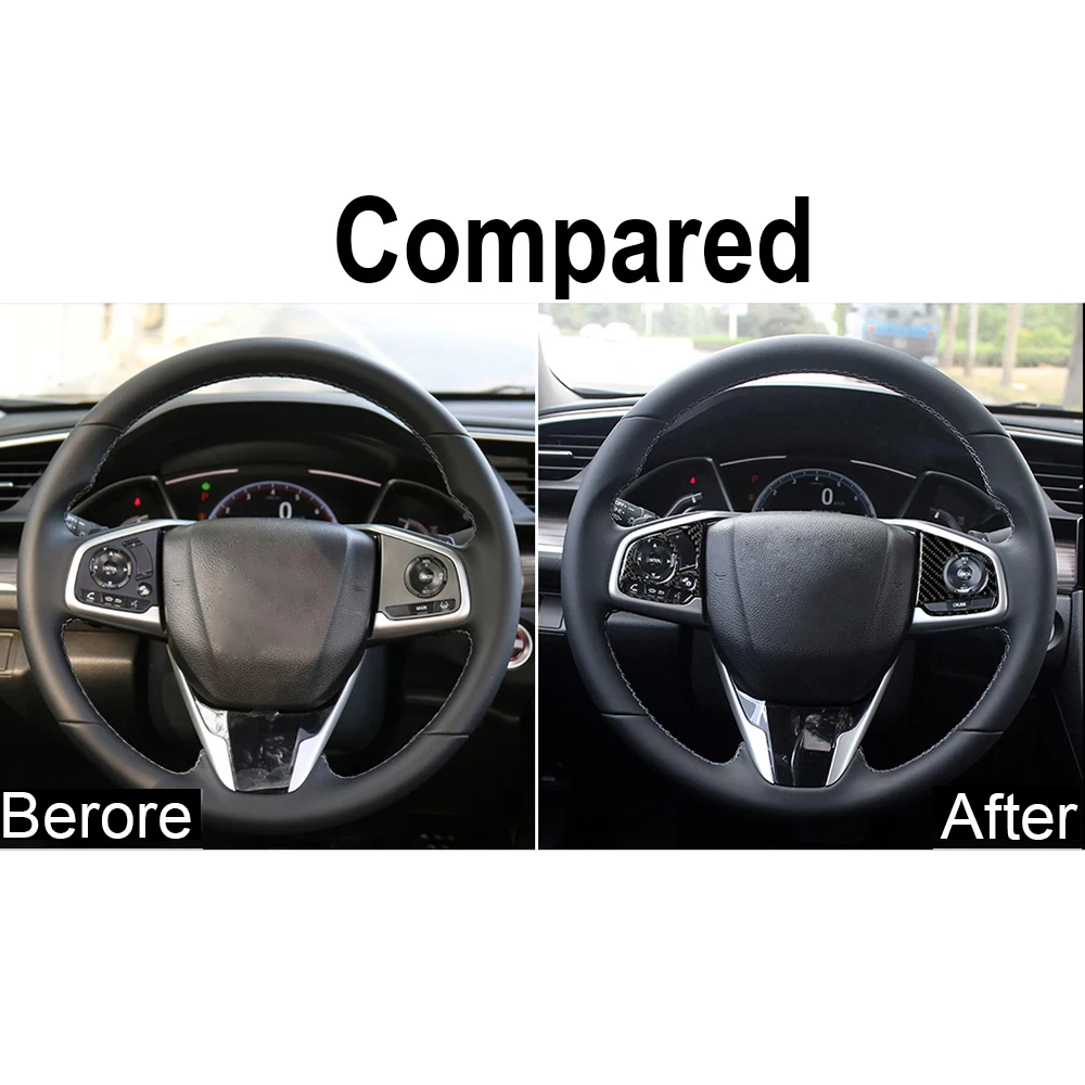 2X карбоновое волокно для салона автомобиля накладка на руль для Honda Civic