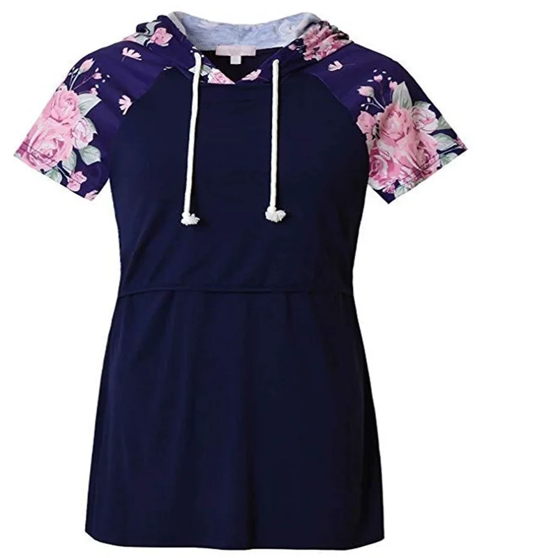 Dark blue Одежда для беременных; футболка; сезон осень-зима; короткая шляпа с рукавами; платье для кормления грудью; платье для кормления; robe de grossese del luna - Цвет: Dark blue