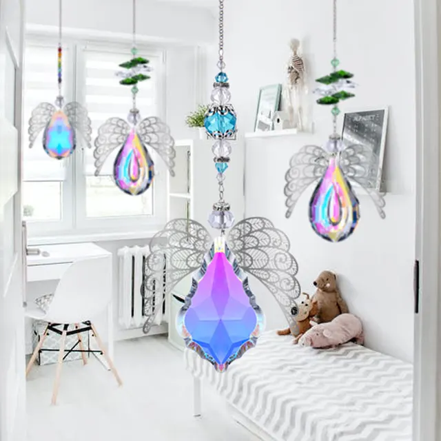 H&D 3Db Crystal Angel Suncatcher Ab Prizmák Lógó Ablak Medál Dísz Díszítő Világos Kerti Otthoni Esküvői Dekoráció Ajándék - Image 3