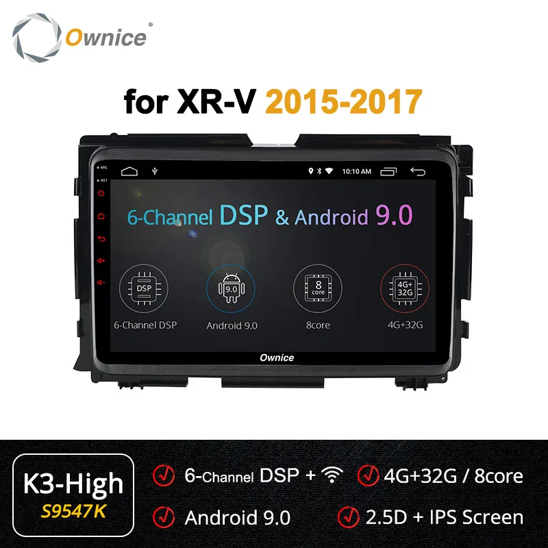 Ownice k3 k5 k6 Автомобильный мультимедийный 4 Гб+ 64 ГБ Android 9,0 Восьмиядерный видео плеер навигация gps для Honda XR-V 4G LTE - Цвет: S9547 K3-High