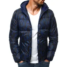 MarKyi зимняя куртка для мужчин тонкий thicke модный Камуфляжный принт мужская куртка с капюшоном зимняя парка на молнии мужские пальто