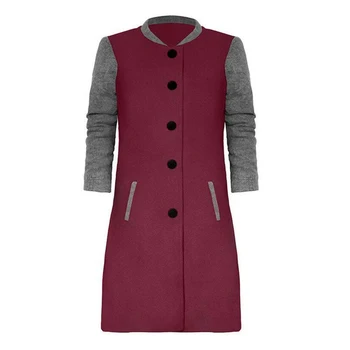 

2019 New Womens Coat Color Block Single Breasted Coat Women Slim Long Sleeve Cardigan Jacket Long Style Ladies down coats