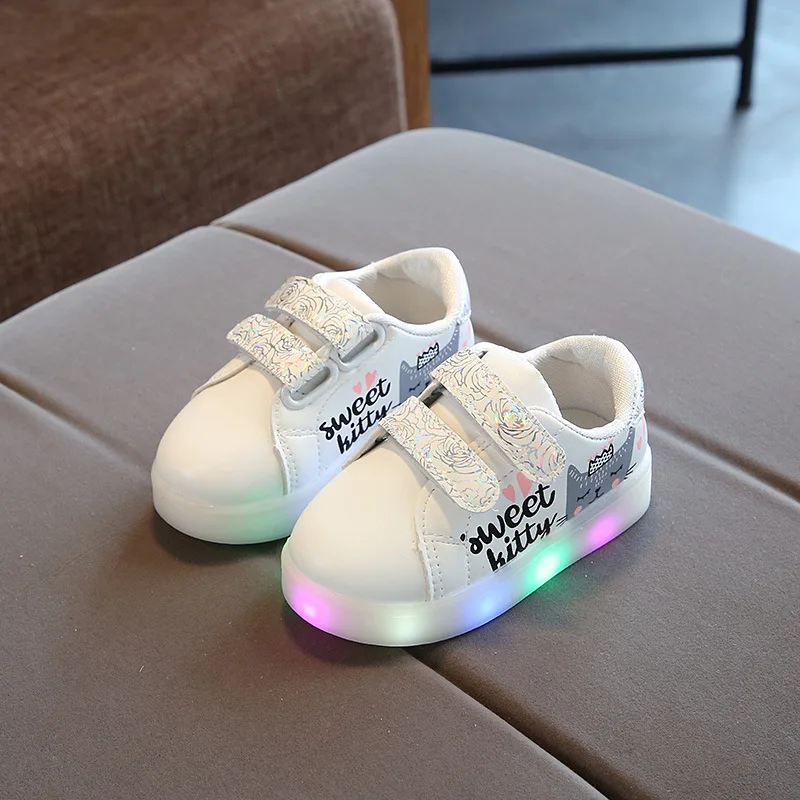 Размер 21-30; детская светящаяся обувь; обувь для мальчиков и девочек; Детские кроссовки; светящаяся обувь для мальчиков и девочек; Детские кроссовки с подсветкой - Цвет: Белый