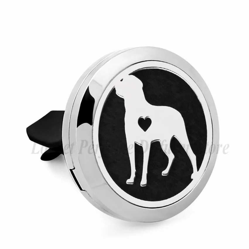 Различные собаки 30 мм Автомобильный диффузор медальон Vent клип 316L нержавеющая сталь эфирное масло ароматерапия, духи, медальон с 10 шт. колодки