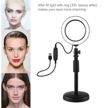 

PULUZ Photography Dimmable LED Selfie Ring Light Youtube Video Live 3200-6500k Photo Studio Vlogging Light &Desktop Mount Holder