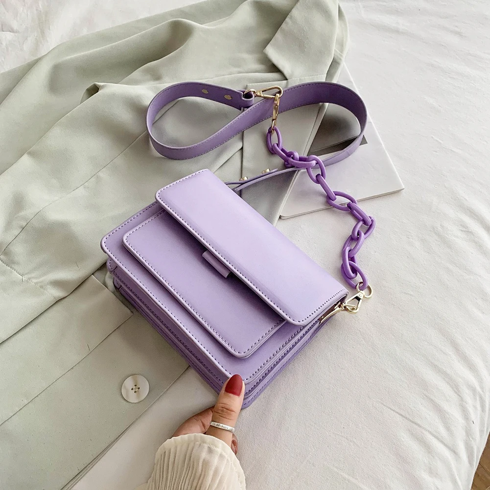 Chain Design New Mini PU Leather Flap Bags For Women 2021 Summer Lady Shoulder Messenger Handbags Female Fashion Cross Body Bag |