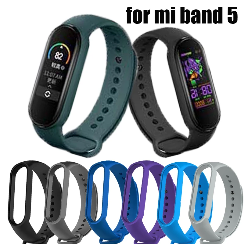 Ремешок силиконовый для Xiaomi Mi Band 5 4 оригинальный сменный Браслет смарт часов